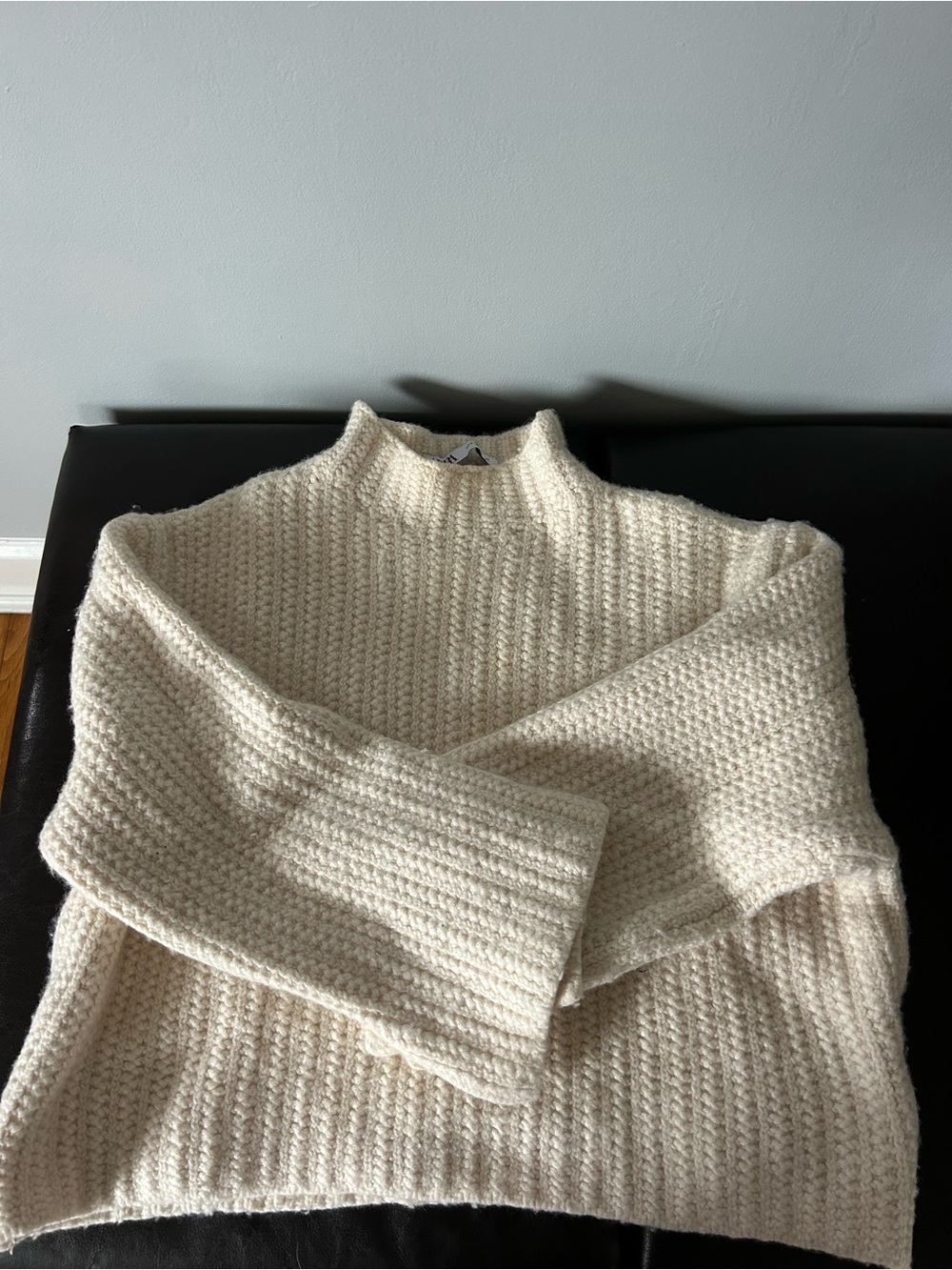 Zara Cream Chunky Mock Neck Sweater